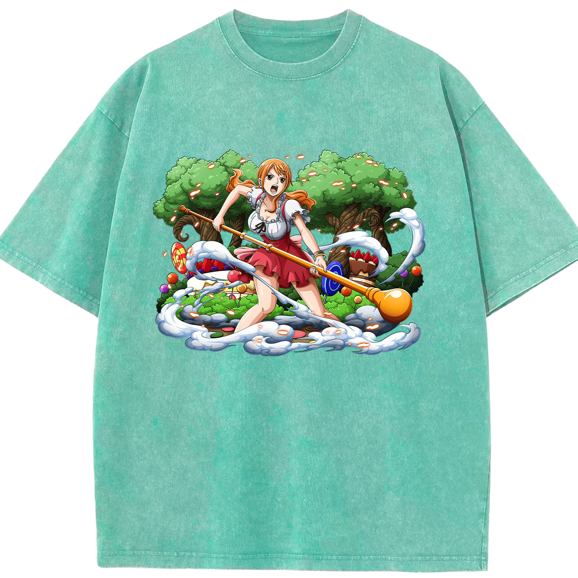 ワンピース ナミ ONE PIECE Nami 綿100% ヴィンテージ風 半袖Tシャツ（フロントプリント）
